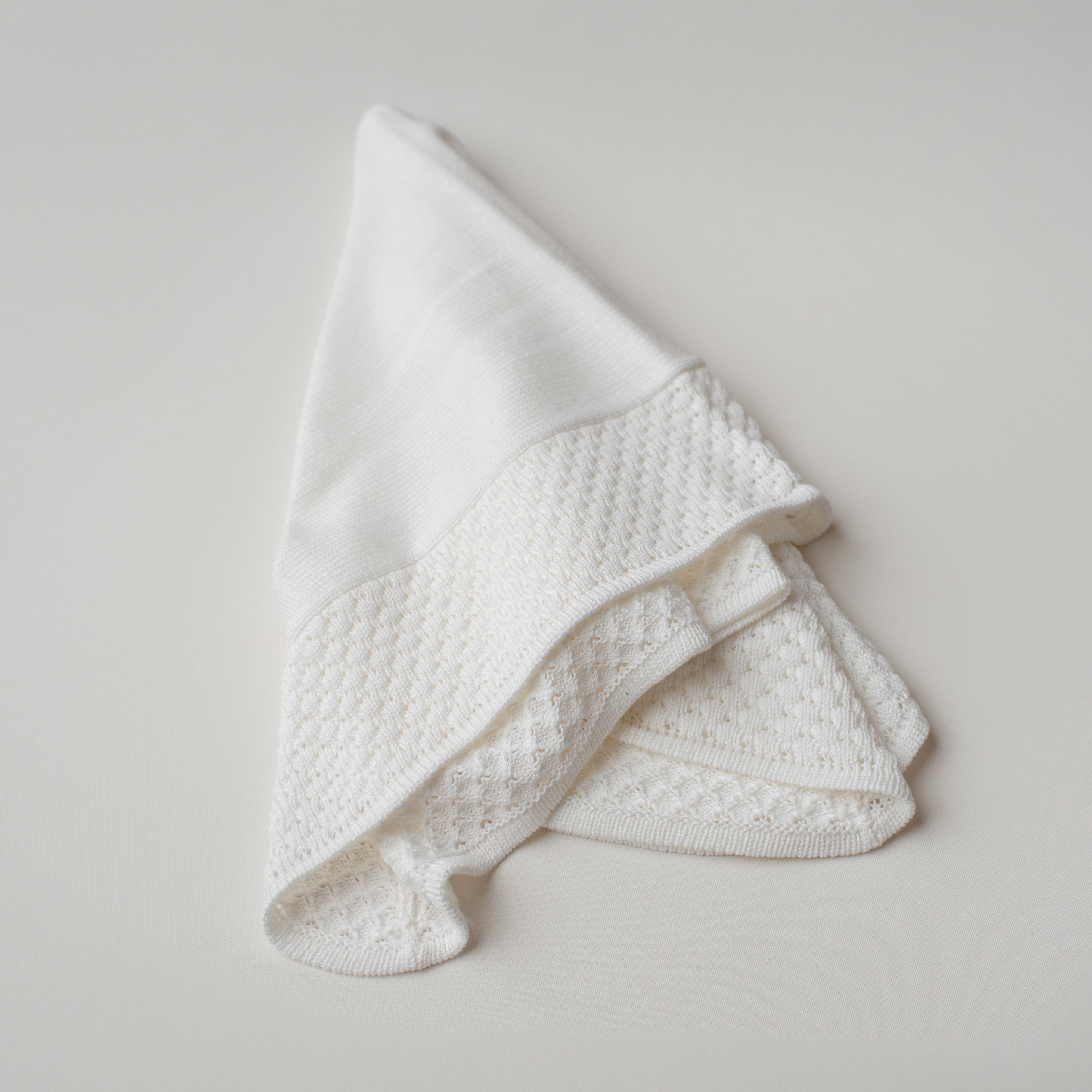 Manta Tricô Pipoca Branca