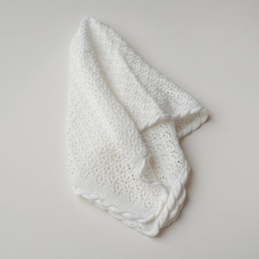 Manta Tricô Rendada Branca