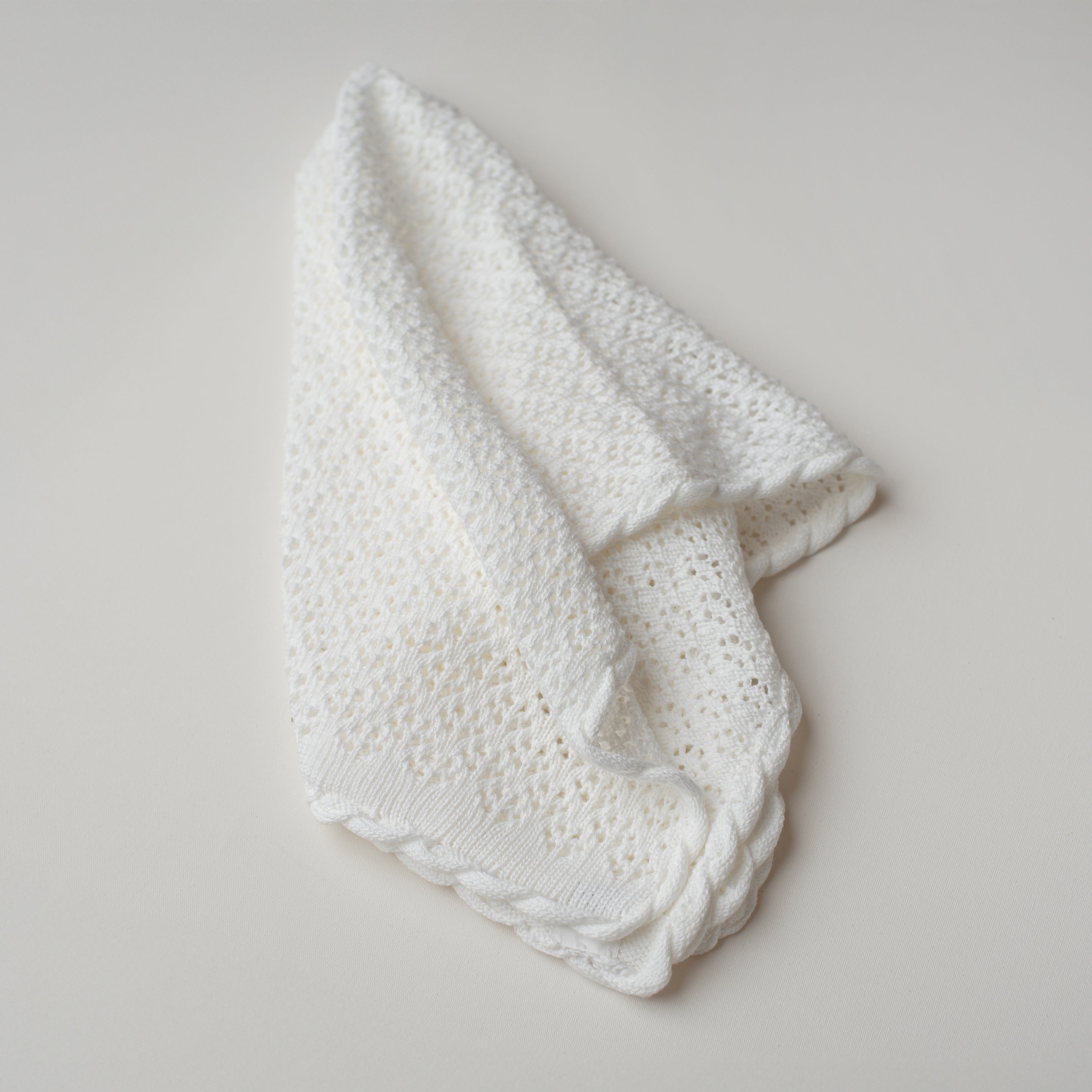 Manta Tricô Rendada Branca