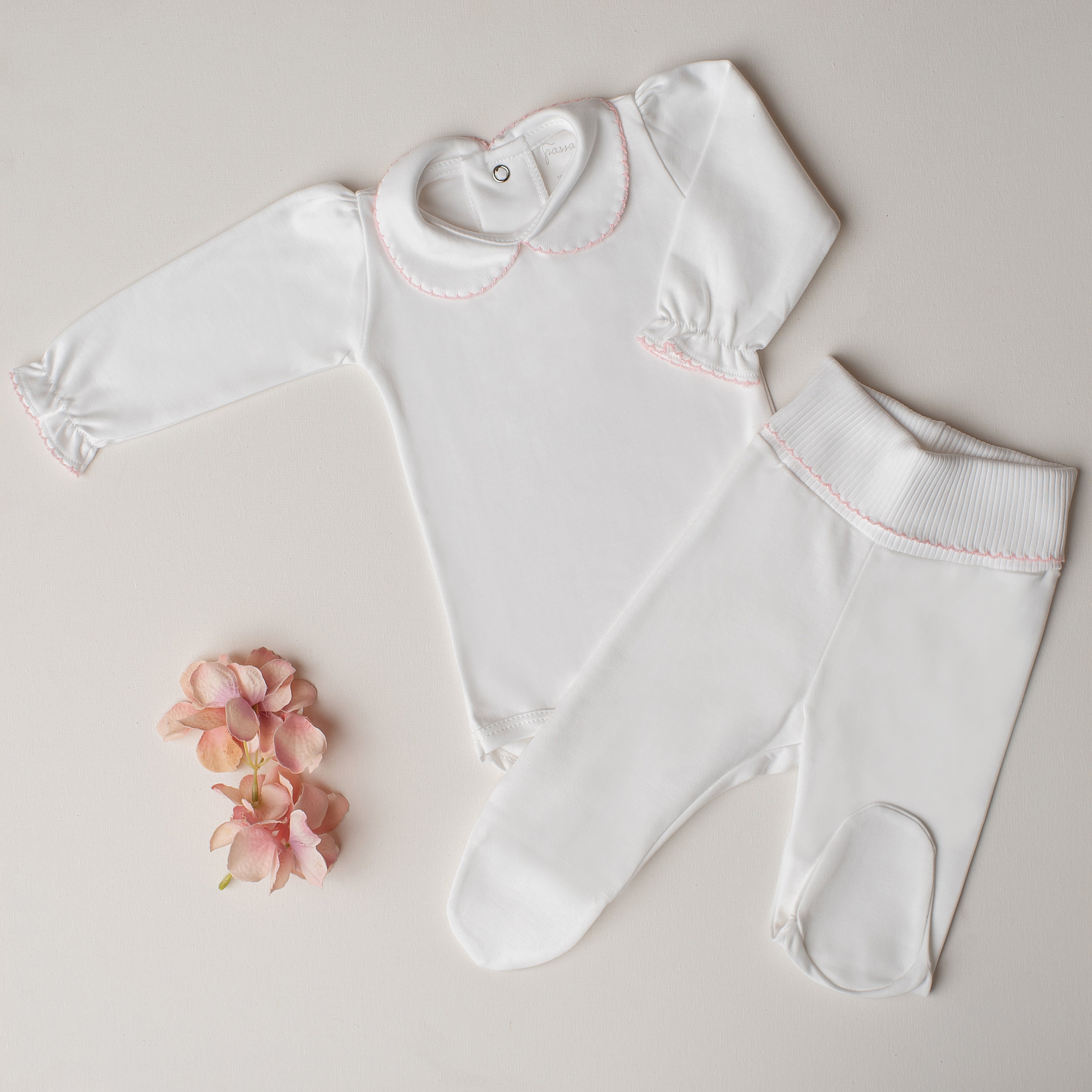Conjunto Body Garça + Culote Yoga Rosa