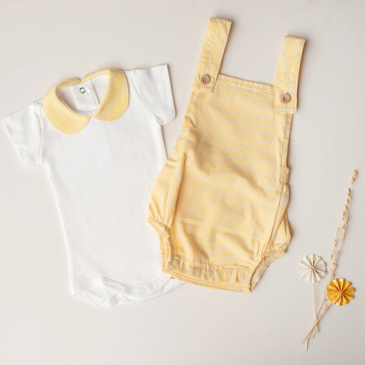 Conjunto Bloomer Pavão Vichy Amarelo