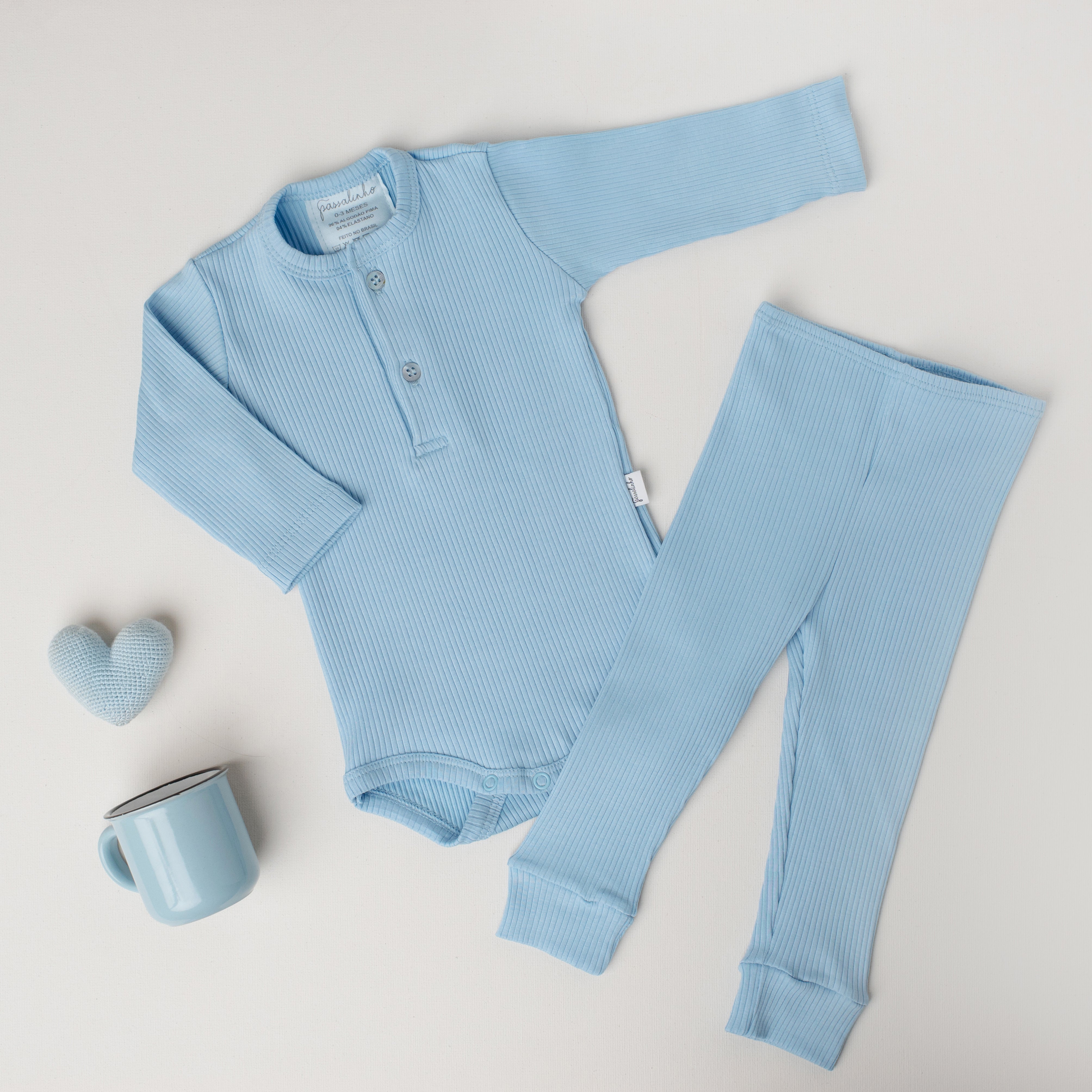 Conjunto Pavão Canelado Azul