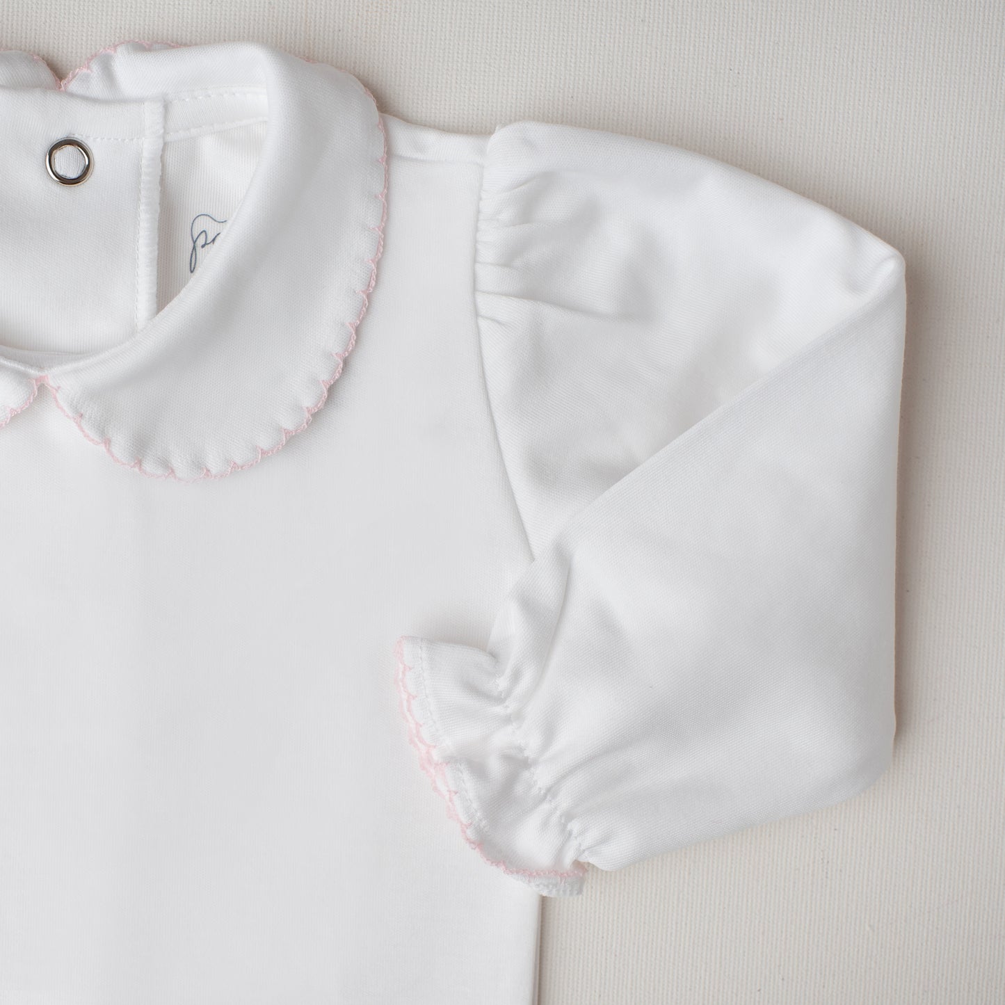 Body Garça Manga Longa Detalhe Rosa Claro