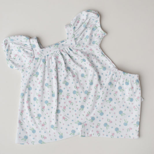 Pijama Shorts e Bata Canário Hortênsias