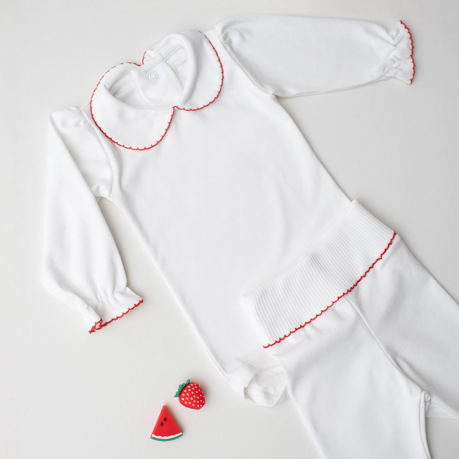 Conjunto Body Garça + Culote Yoga Vermelho